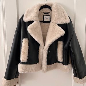 Abercrombie & Fitch Faux Leather Shearling Jacket